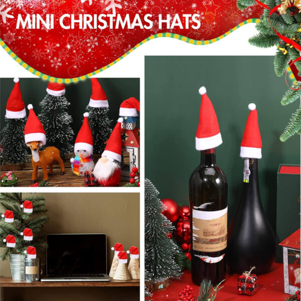 Mini Christmas Santa Claus Cap Wine & Juice Bottle Cover for Bottle Topper