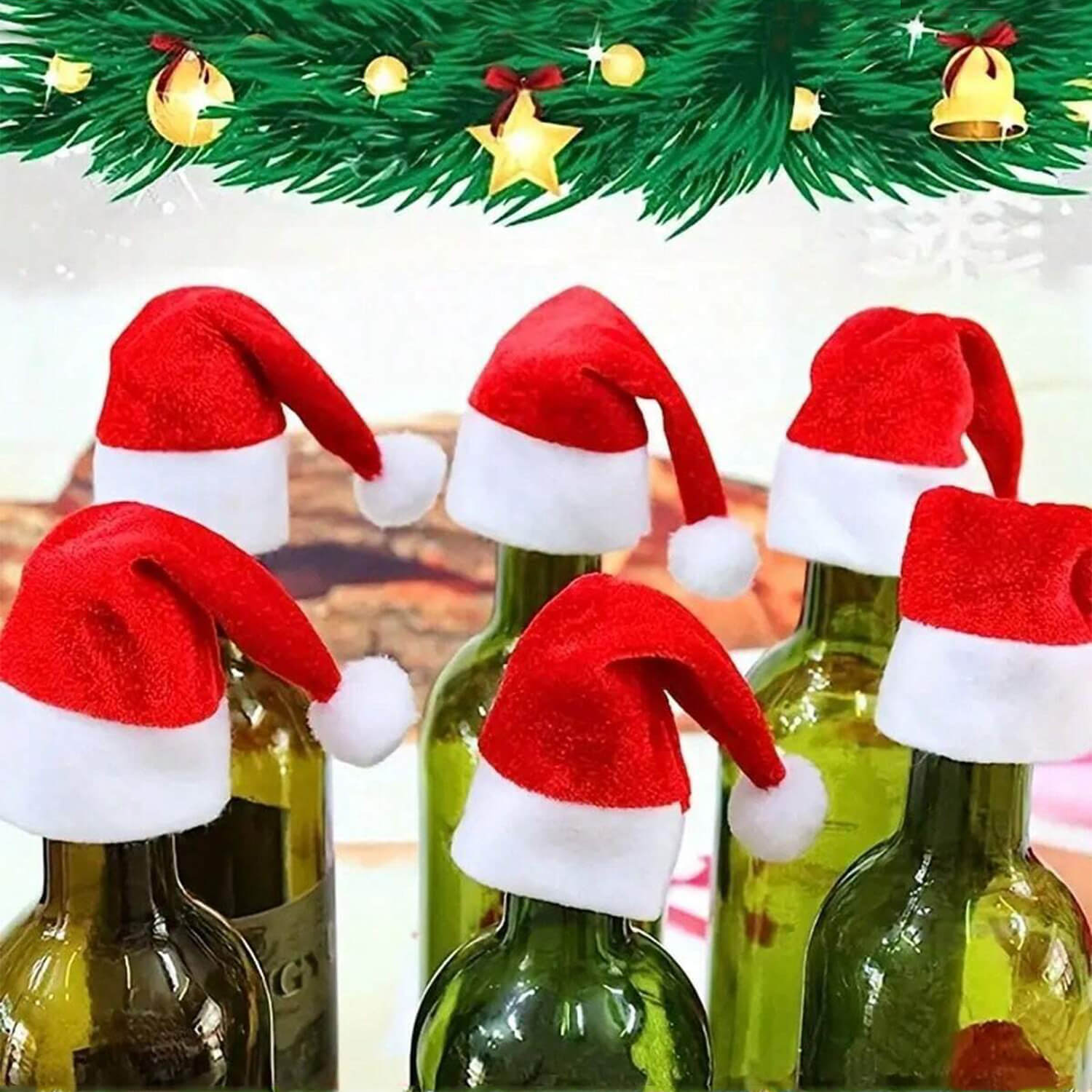 Mini Christmas Santa Claus Cap Wine & Juice Bottle Cover for Bottle Topper