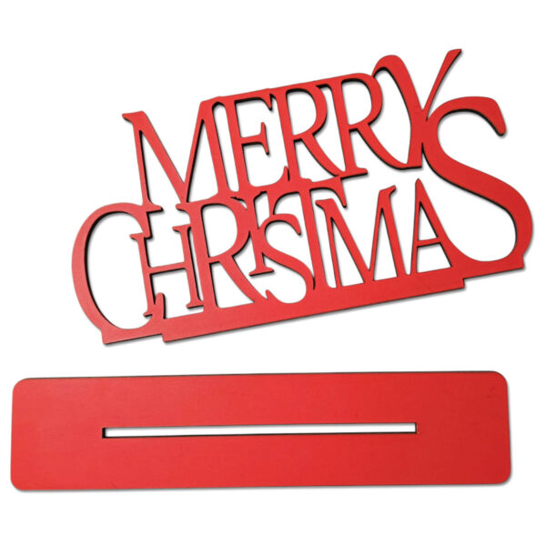 Wooden Merry Christmas Tag for Christmas Decoration Red Merry Christmas Sign