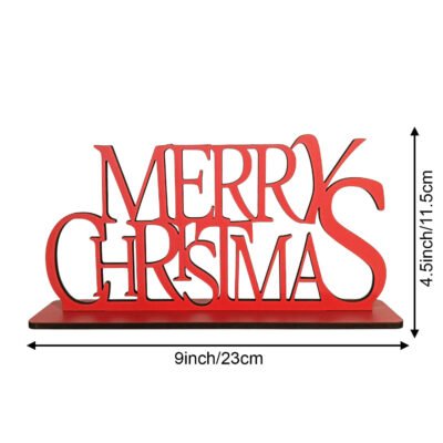 Wooden Merry Christmas Tag for Christmas Decoration Red Merry Christmas Sign