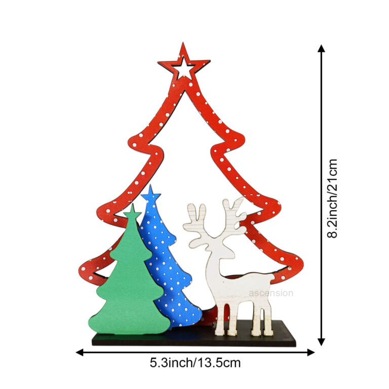 Wooden Merry Xmas Tree Reindeer Figures D Cor Diy