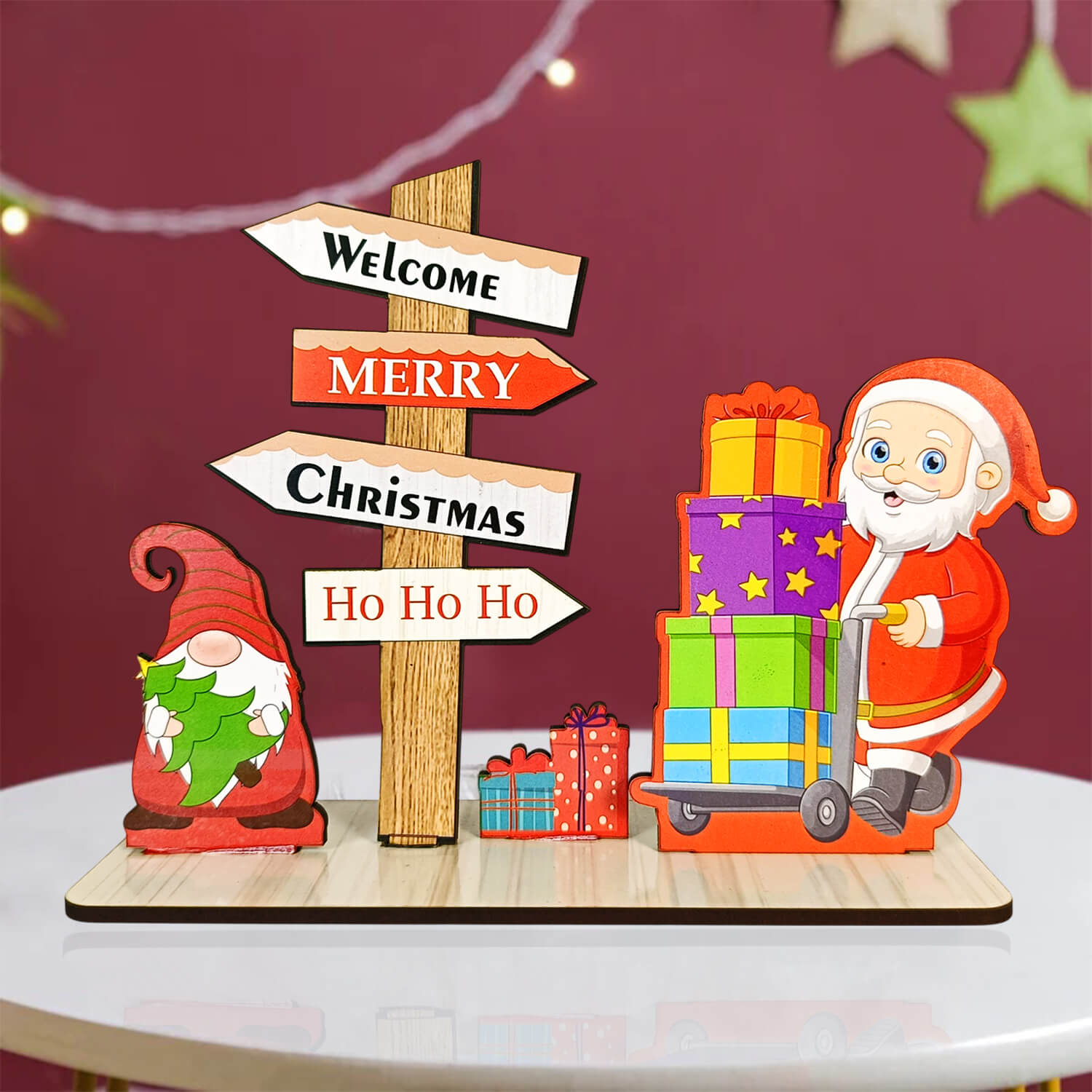 Wooden Welcome Merry Christmas Sign for Tabletop