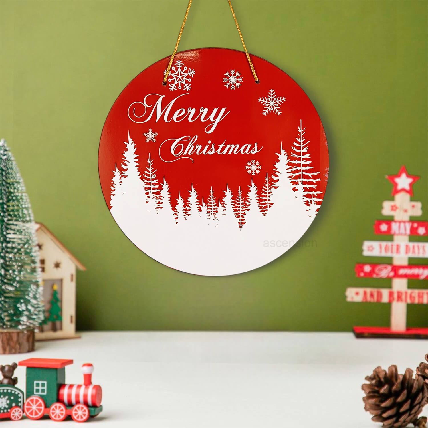 Merry Christmas Wooden Hanging Sign Funny Wreaths For Home