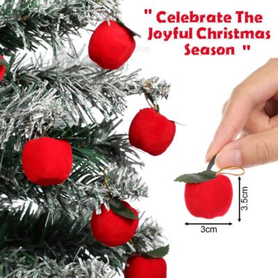 Small Mini Red Velvet Artificial Apple for Christmas Tree Decoration