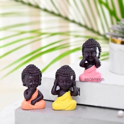 Speak No Evil, Hear No Evil, See No Evil Set of 3 Baby Monk Buddha Statue