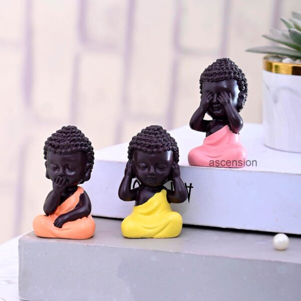 Speak No Evil, Hear No Evil, See No Evil Set of 3 Baby Monk Buddha Statue