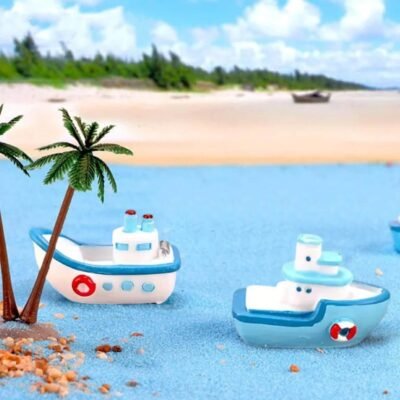 2 Miniature Boat for Dollhouse Fairy Garden Decoration