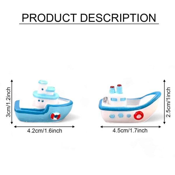 2 Miniature Boat for Dollhouse Fairy Garden Decoration