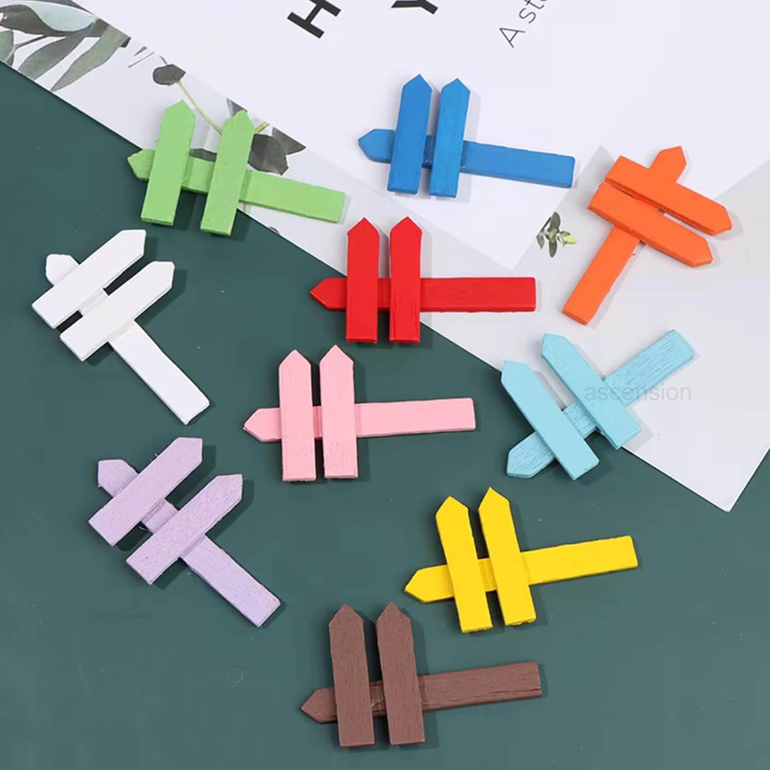 Set of 10 Multicolor Mini Wood Sign Post DIY Miniature