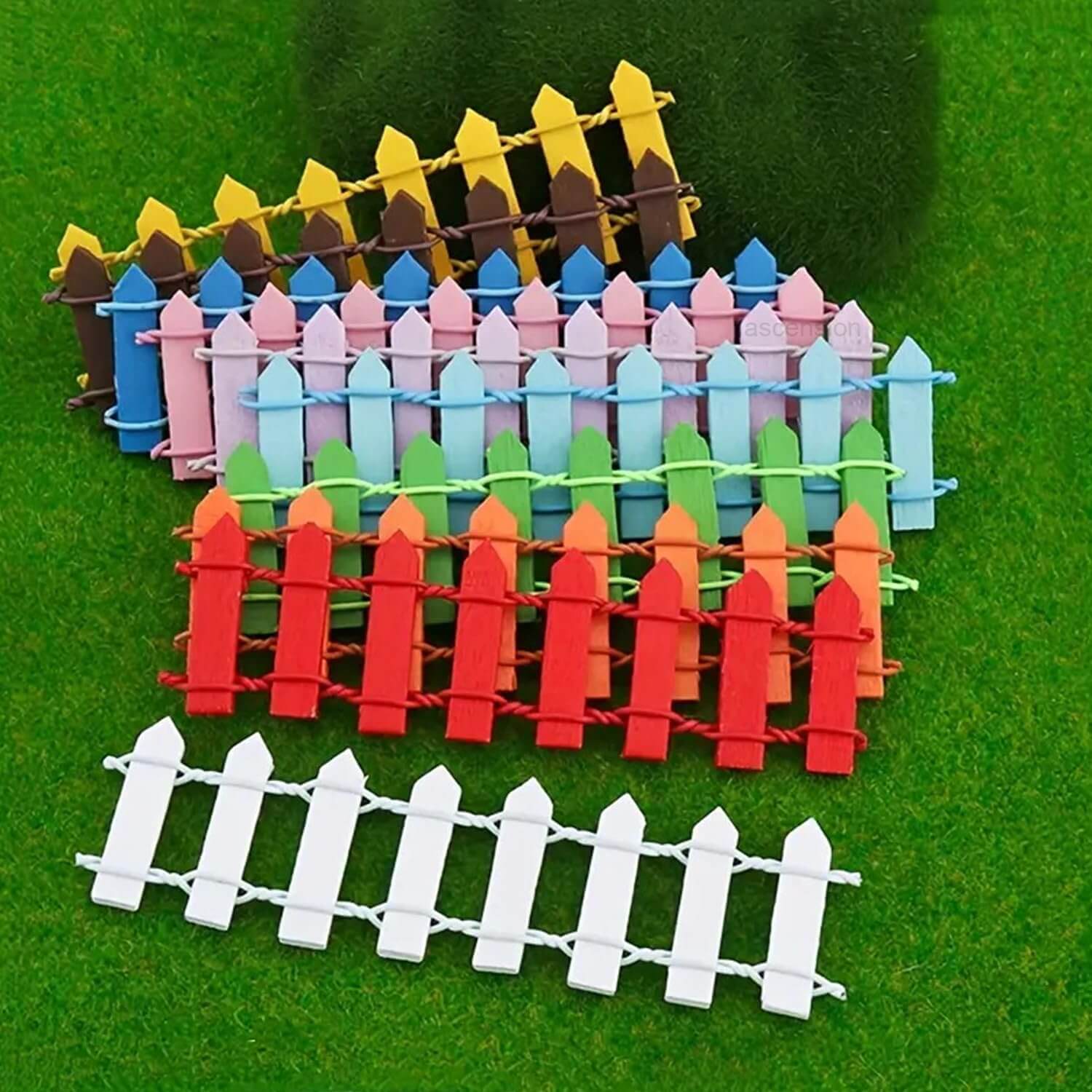 Set of 10 Wooden Garden Fence Craft DIY Fairy Garden Ornament