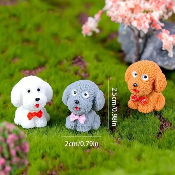 3 Pcs Cartoon Puppy Ornaments Cute Miniature Dog Figurine