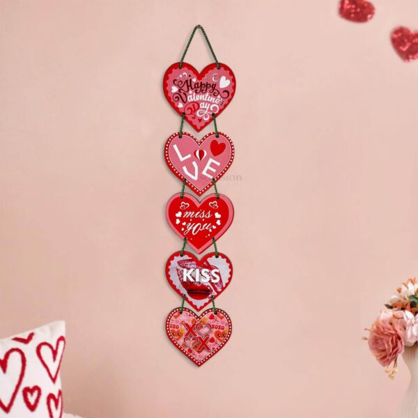 Happy Valentine's Day Door Sign Heart Kiss Love Hanging Ornaments for Home Decor