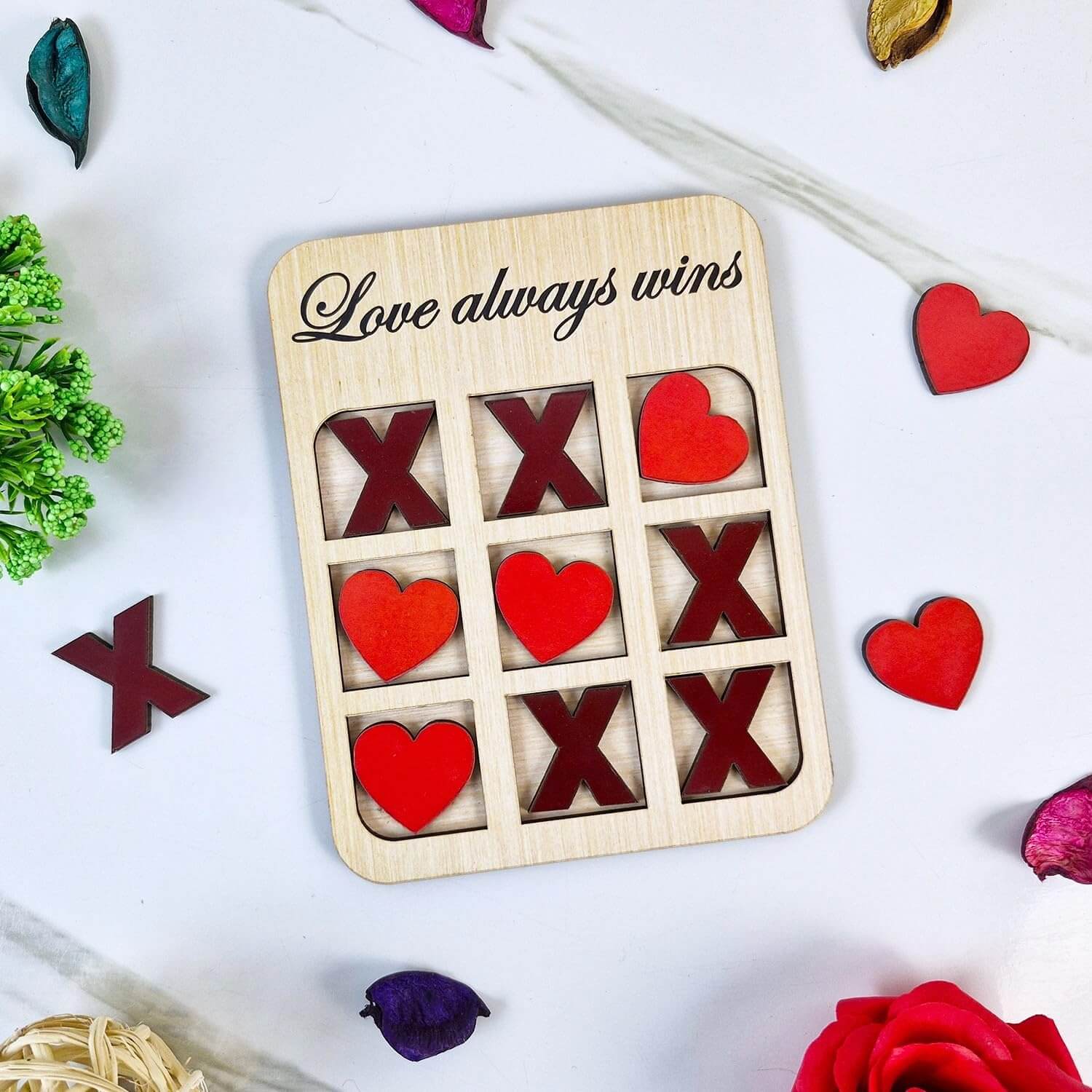 Tic-Tac-Toe Wooden Strategic 3D Board Game Unique Gift for Your Loved Ones