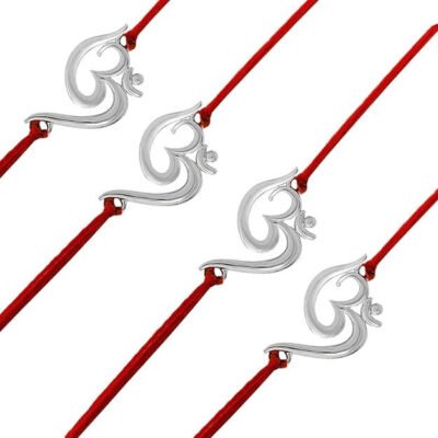 Religious Silver Om Crystals Rakhi For Rakshabandhan Thread Rakhi Moli