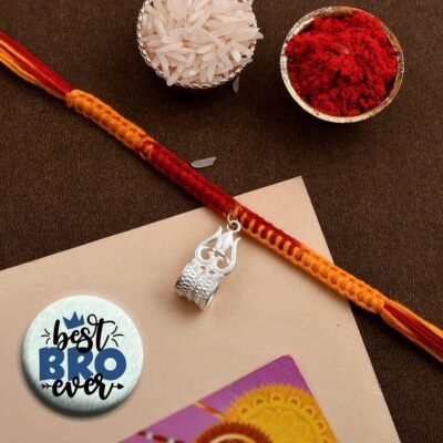 Sterling Gold Plated Om Charm With Simplicity Moli Rakhi Bracelet for Men and Women for Rakshabandhan
