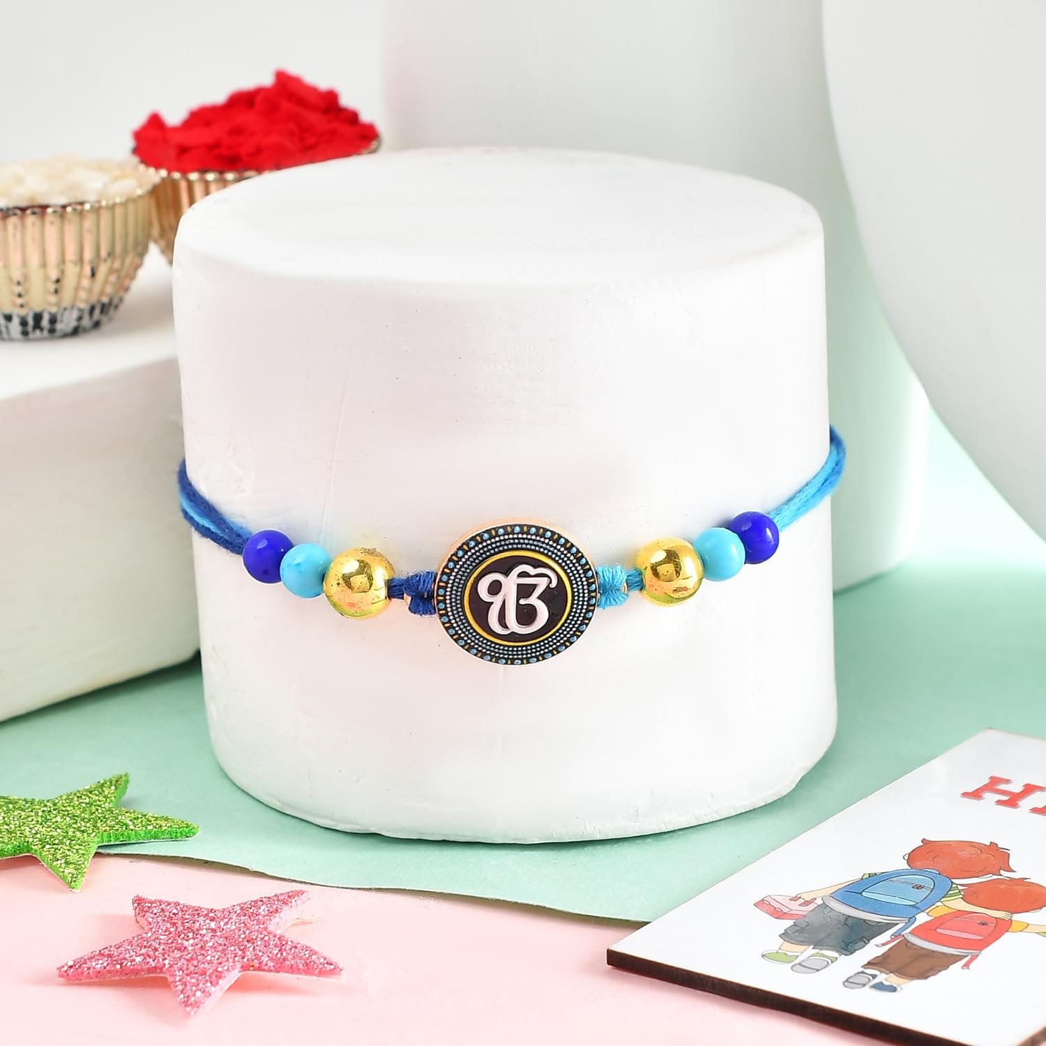 ascension Ek Onkar & Pearl Designer Rakhi For Brother Rakhi for Bhaiya, Bhai, Kids Raksha Bandhan Rakhi with You are My Hero Fridge Magnet Gift & Roli Tilak