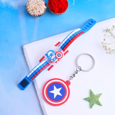 Ascension Cute Cartoon Character Kids Rakhi Wrist Slap Band Rakhi for Kids Cute Fancy Soft Rubber Rakhi for Girls & Boys Bracelet Rakhi Kids Rakhi for Brother With Key Chain Gift & Roli Tilak