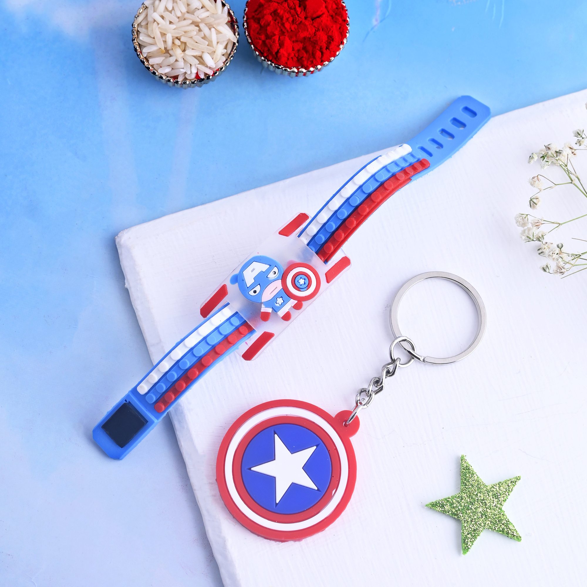 Ascension Cute Cartoon Character Kids Rakhi Wrist Slap Band Rakhi for Kids Cute Fancy Soft Rubber Rakhi for Girls & Boys Bracelet Rakhi Kids Rakhi for Brother With Key Chain Gift & Roli Tilak