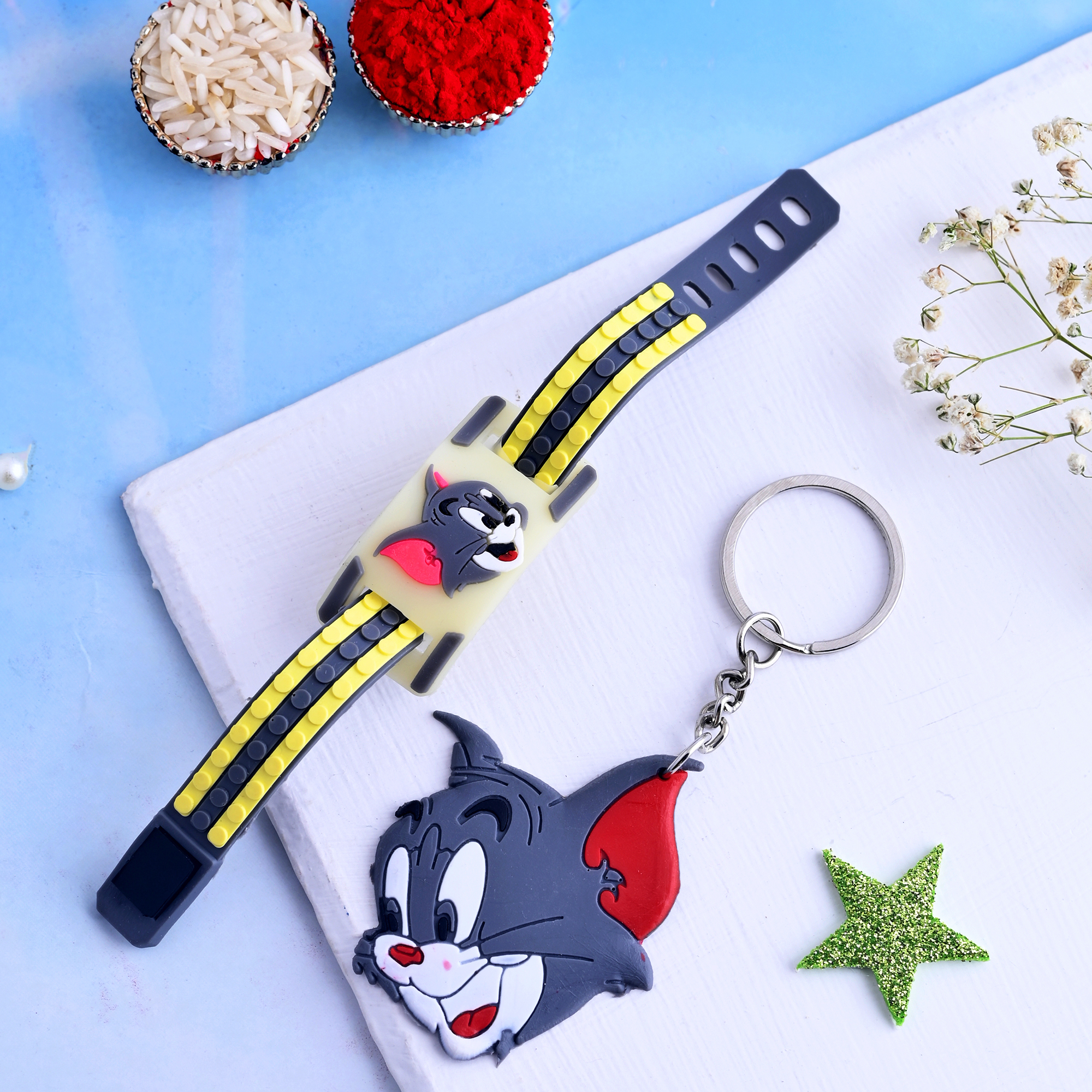 Ascension Cute Cartoon Character Kids Rakhi Wrist Slap Band Rakhi for Kids Cute Fancy Soft Rubber Rakhi for Girls & Boys Bracelet Rakhi Kids Rakhi for Brother With Key Chain Gift & Roli Tilak