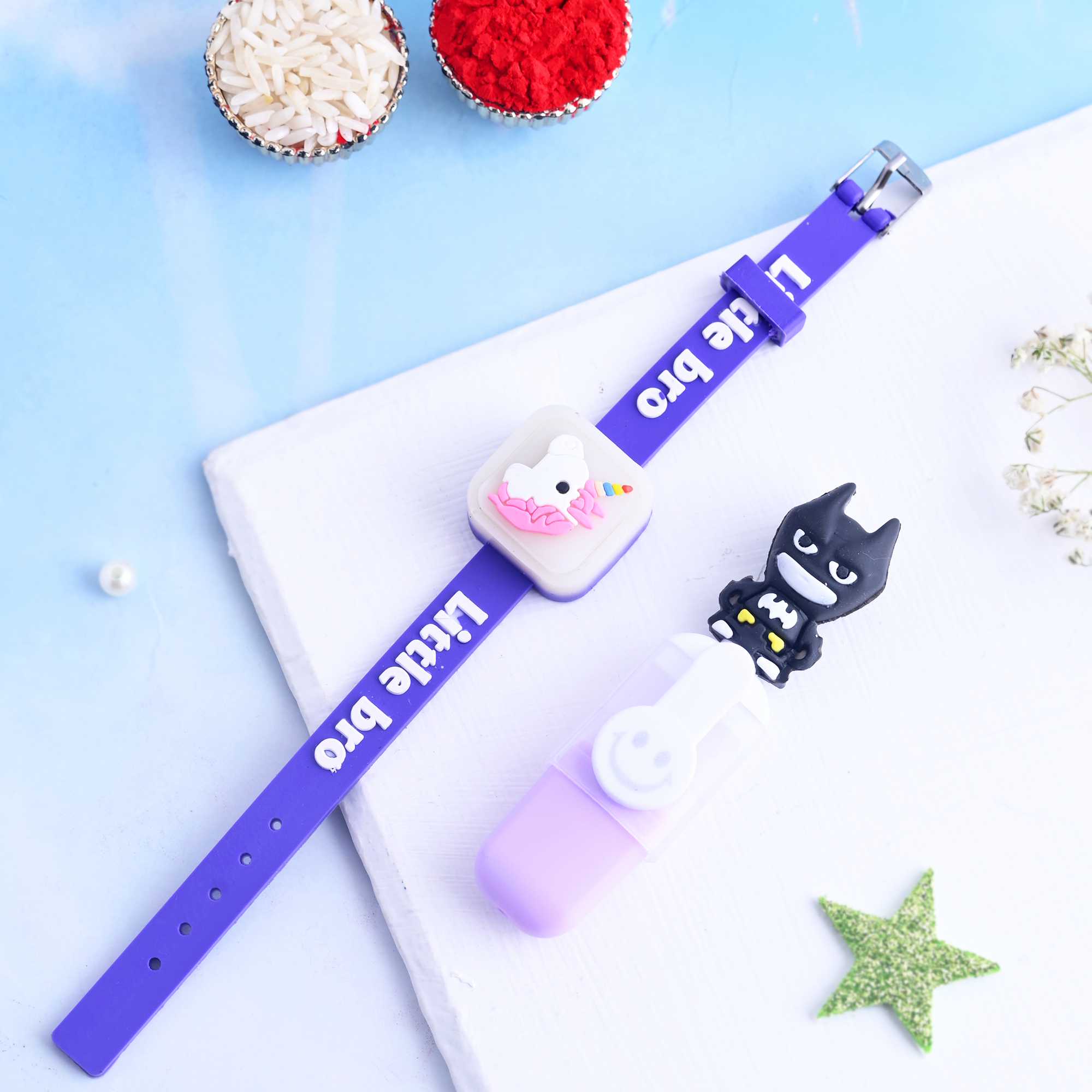 Ascension Cute Cartoon Character Kids Rakhi Wrist Slap Band Rakhi for Kids Cute Fancy Soft Rubber Rakhi for Girls & Boys Bracelet Rakhi Kids Rakhi for Brother With Highlighter Gift & Roli Tilak