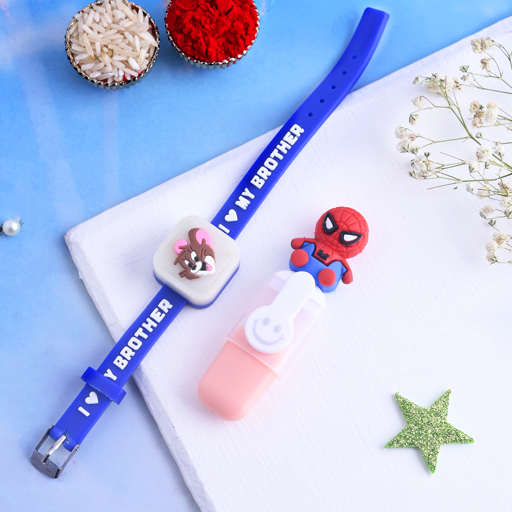 Ascension Cute Cartoon Character Kids Rakhi Wrist Slap Band Rakhi for Kids Cute Fancy Soft Rubber Rakhi for Girls & Boys Bracelet Rakhi Kids Rakhi for Brother With Highlighter Gift & Roli Tilak