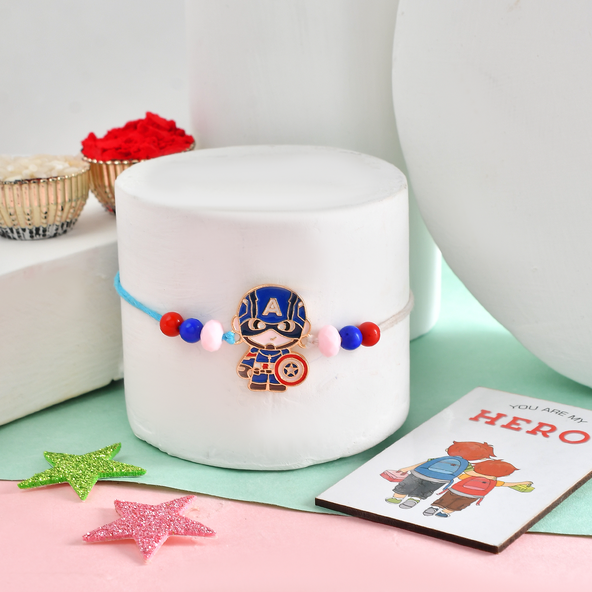 ascension Cute Cartoon Rakhi For Kids Rakhi for Brother, Bhai Raksha Bandhan Rakhi for Childrens, Girls & Boys with You are My Hero Fridge Magnet Gift & Roli Tilak