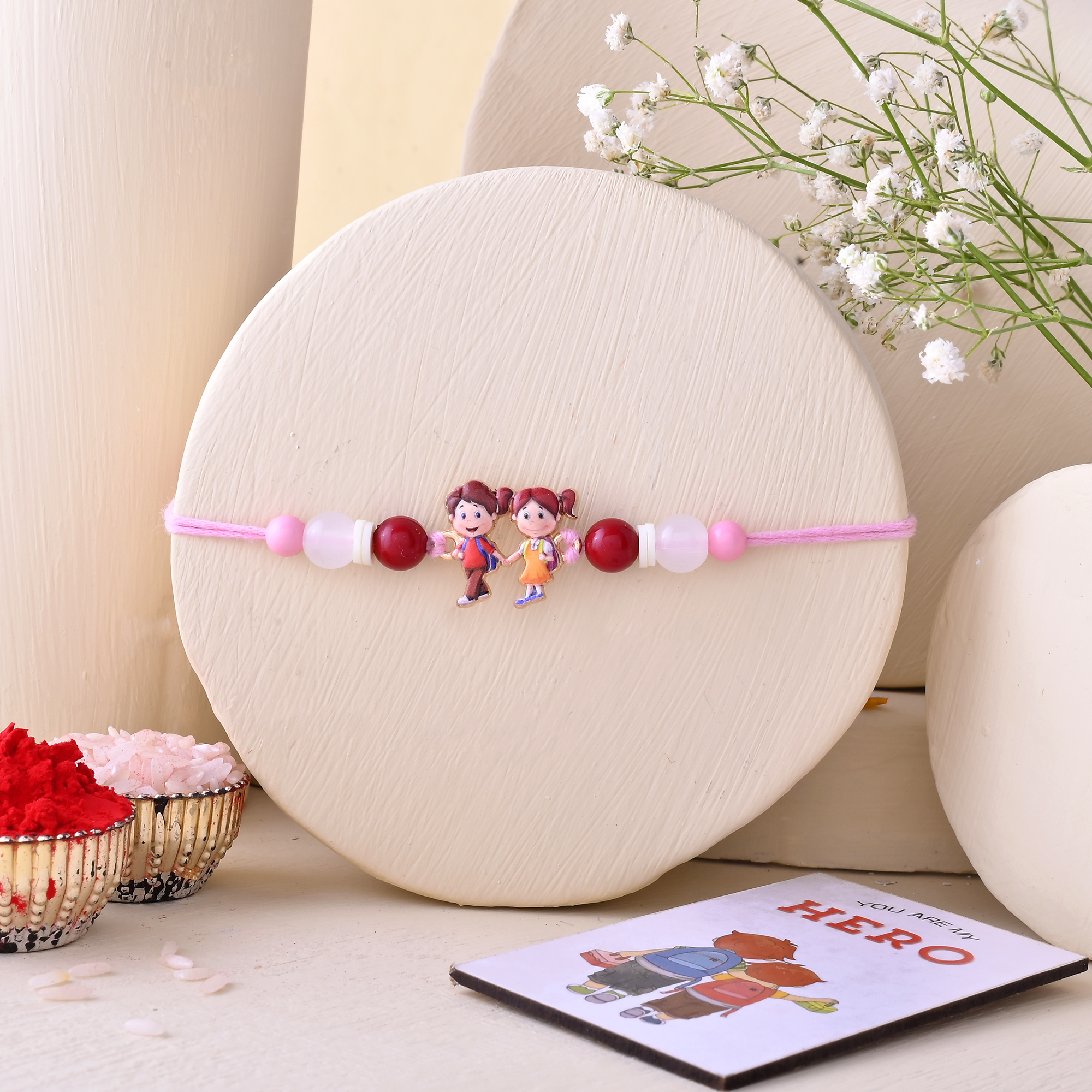 ascension Cute Cartoon Designer Rakhi For Kids Rakhi for Brother, Bhai Raksha Bandhan Rakhi for Children, Girls & Boys with You are My Hero Fridge Magnet Gift & Roli Tilak