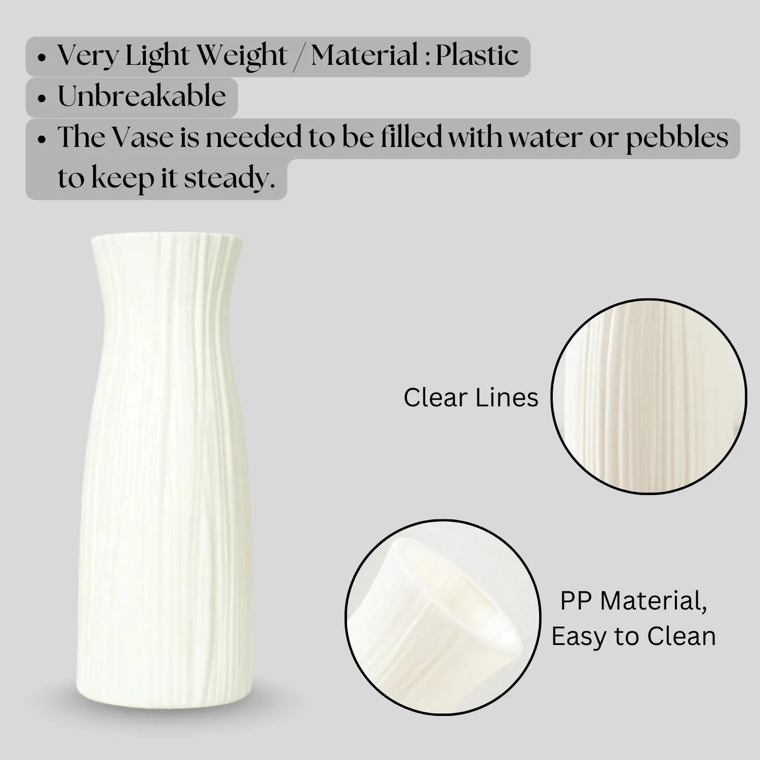 Plastic Flower Pot for Bedroom, Office Living Room Decorative Vase for Home Decor