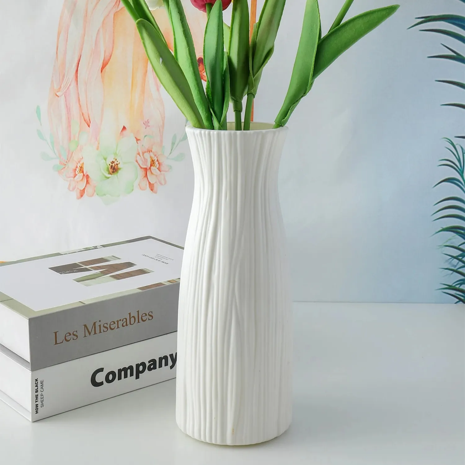 Plastic Flower Pot for Bedroom, Office Living Room Decorative Vase for Home Decor