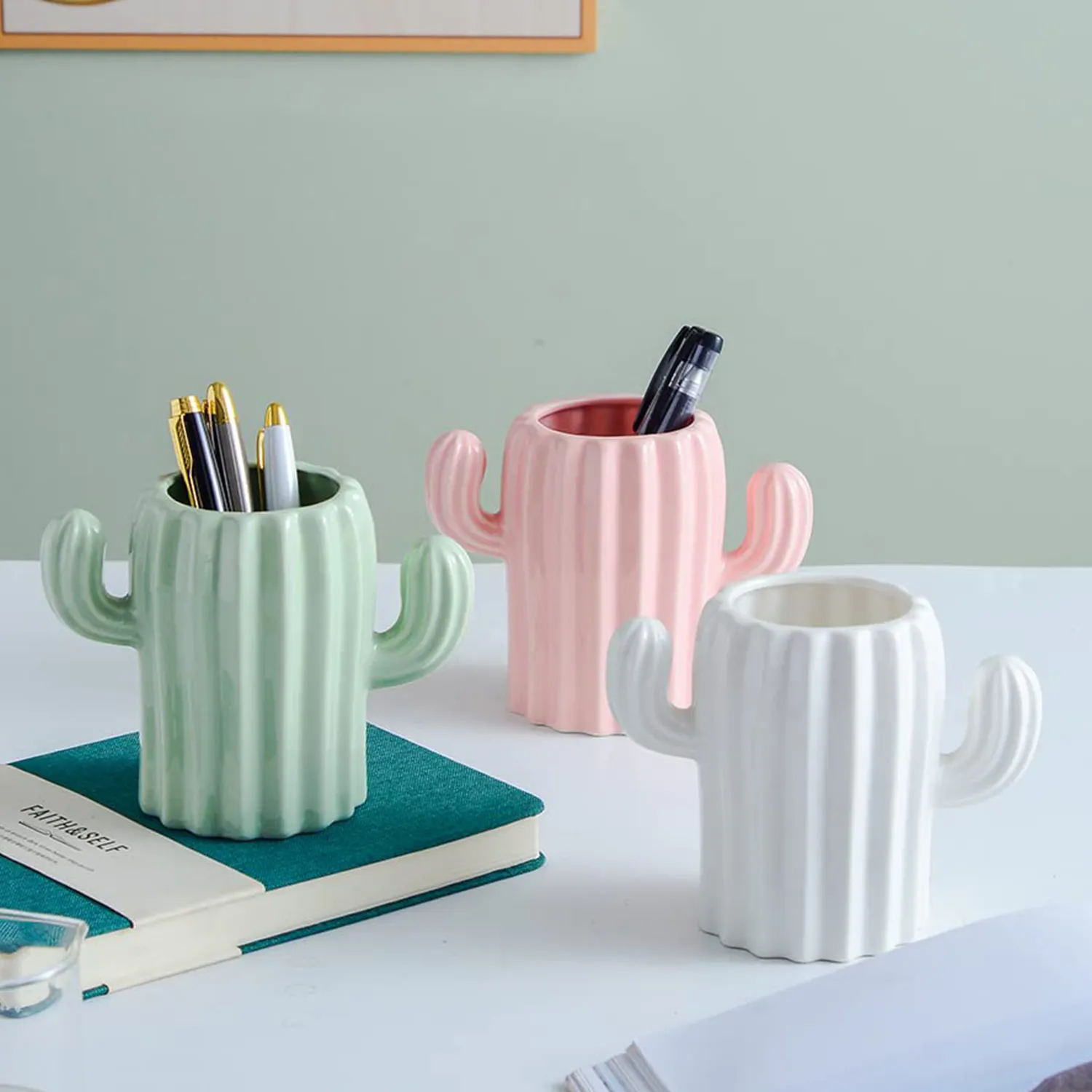 Plastic Set of 3 Flower Pot for Home Office Living Room Decor