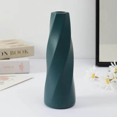 Ascension Plastic Unbreakable Flower Pot for Home Office Bed Room Living Room Decoration Different Shaped Flower Pot Vases for Diwali Decoration (Green)
