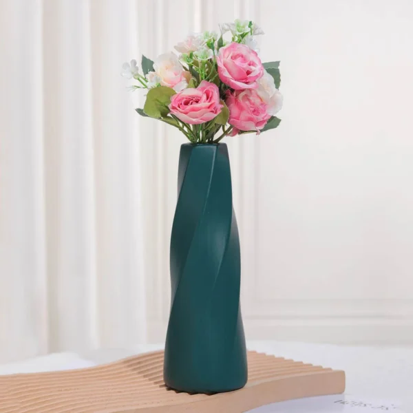 Ascension Plastic Unbreakable Flower Pot for Home Office Bed Room Living Room Decoration Different Shaped Flower Pot Vases for Diwali Decoration (Green) - Image 6