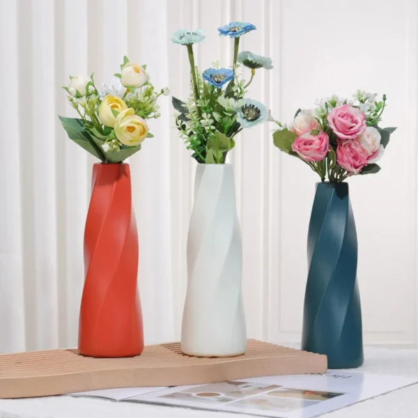Ascension Plastic Unbreakable Flower Pot for Home Office Bed Room Living Room Decoration Different Shaped Flower Pot Vases for Diwali Decoration (Green) - Image 7