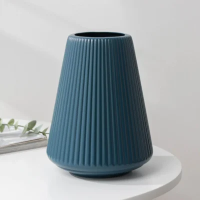 Ascension Plastic Flower Vase, Pampas Grass Vase for Flower, Plants, Home, Office,Living Room D?cor Best For Gifting Unbreakable Flower Vase/Flower Holder for Table Decoration (8 Inch Blue)