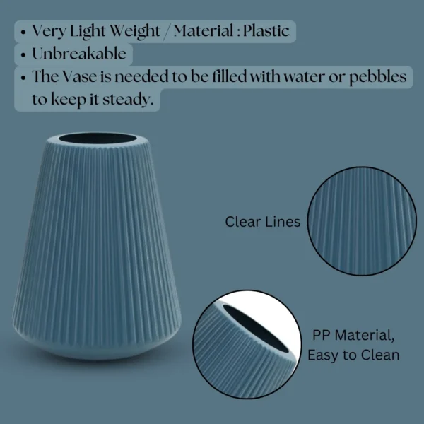 Ascension Plastic Flower Vase, Pampas Grass Vase for Flower, Plants, Home, Office,Living Room D?cor Best For Gifting Unbreakable Flower Vase/Flower Holder for Table Decoration (8 Inch Blue) - Image 5