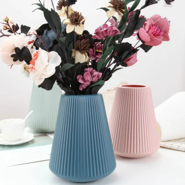Ascension Plastic Flower Vase, Pampas Grass Vase for Flower, Plants, Home, Office,Living Room D?cor Best For Gifting Unbreakable Flower Vase/Flower Holder for Table Decoration (8 Inch Blue) - Image 3
