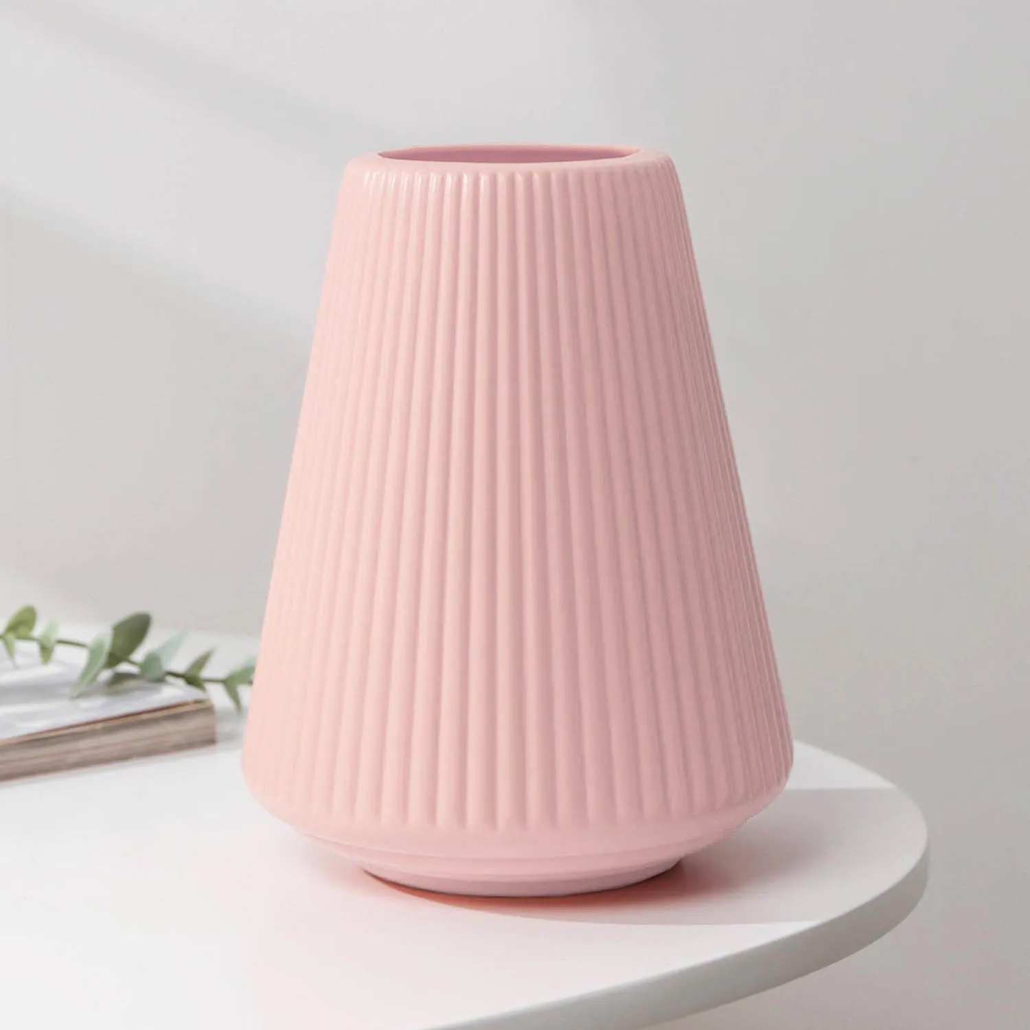 Ascension Plastic Flower Vase, Pampas Grass Vase for Flower, Plants, Home, Office,Living Room D?cor Best For Gifting Unbreakable Flower Vase/Flower Holder for Table Decoration(8 Inch Pink)