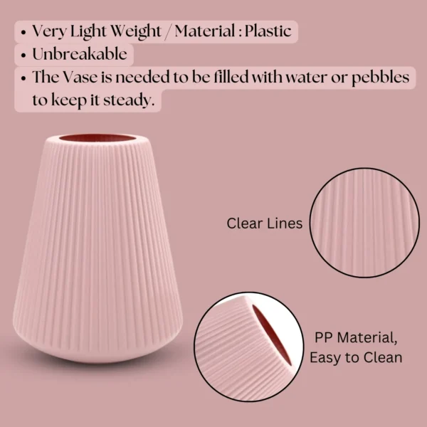 Ascension Plastic Flower Vase, Pampas Grass Vase for Flower, Plants, Home, Office,Living Room D?cor Best For Gifting Unbreakable Flower Vase/Flower Holder for Table Decoration(8 Inch Pink) - Image 5