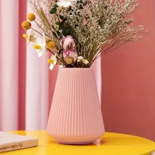 Ascension Plastic Flower Vase, Pampas Grass Vase for Flower, Plants, Home, Office,Living Room D?cor Best For Gifting Unbreakable Flower Vase/Flower Holder for Table Decoration(8 Inch Pink) - Image 4