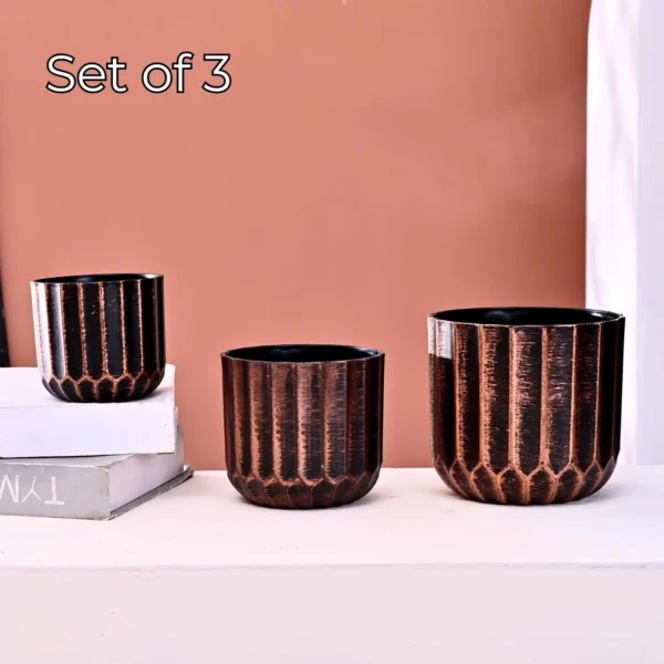 Plastic Pack of 3 Small Medium & Large Flower Pot for Living Room Decoration