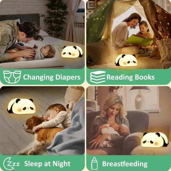 ascension Adorable Panda LED Table Lamp for Kids Cute LED Light Soft Silicone Touch Bedside Rechargeable Animal Night Light Color - Image 5