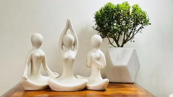 Yoga Girl Ceramic Statue Set