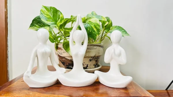 Yoga Girl Ceramic Statue Set