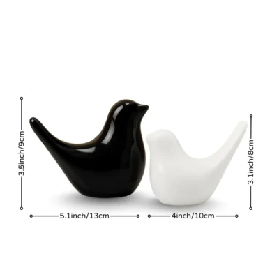 Black White Birds Figurine Set