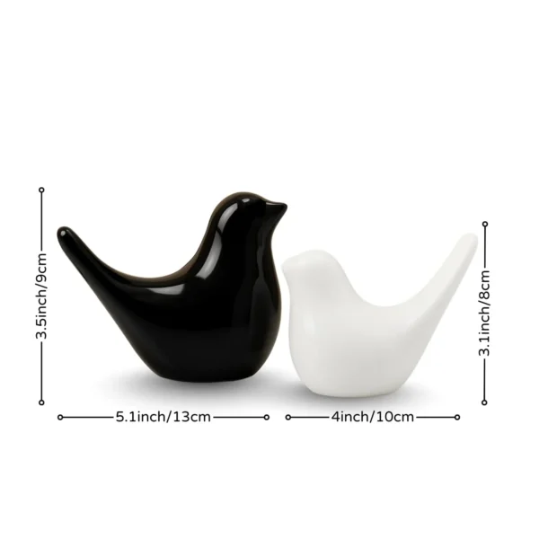 Black White Birds Figurine Set