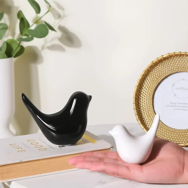 Black White Birds Figurine Set