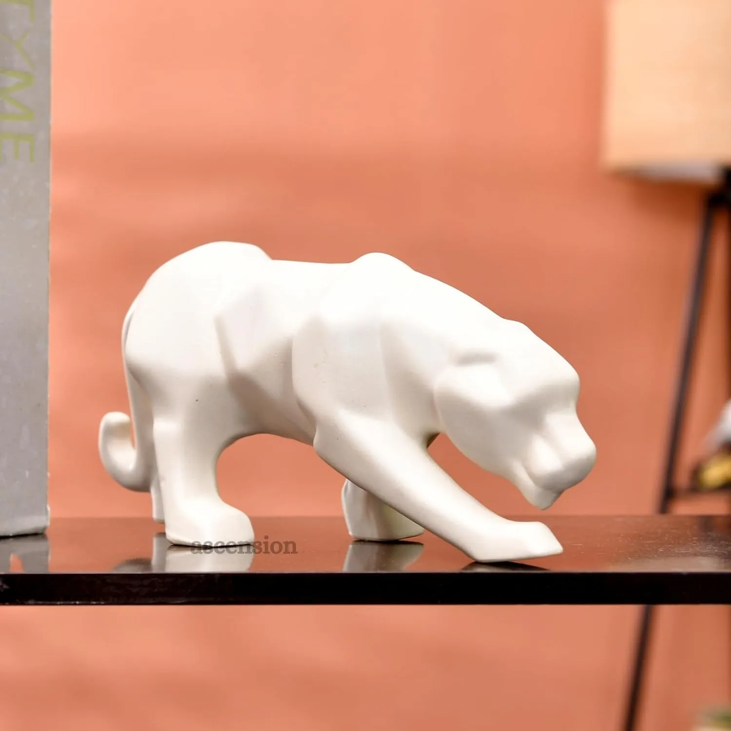 White Panther Ceramic Figurine