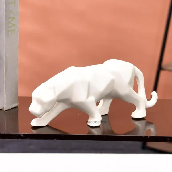 White Panther Ceramic Figurine