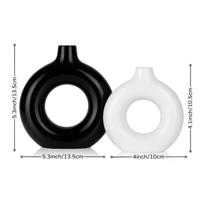 Black White Round Ceramic Vases