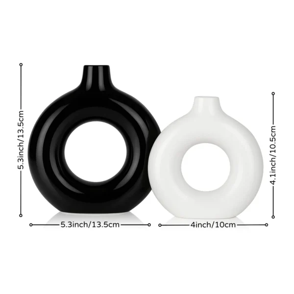 Black White Round Ceramic Vases